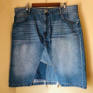 Time & Tru Jean Womens Denim Skirt Size 20 2XL Patchwork Country Grunge 90s